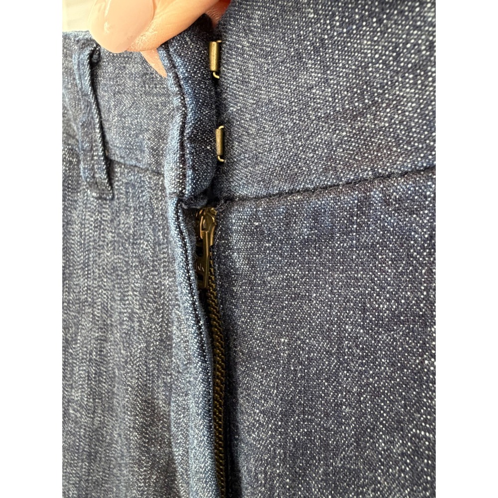 L.L.Bean Trousers Womens 12 Tall Blue Denim Straight Leg Stretch Wide Leg - Picture 3 of 10